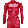 Leg Avenue - Mini Robe Avec Dentelle Manches Longues Rouge